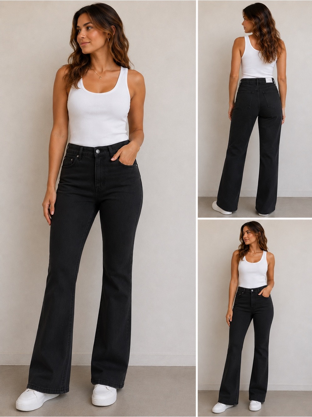 High-Rise Black Wide-Leg Jeans for Women — Flared Silhouette